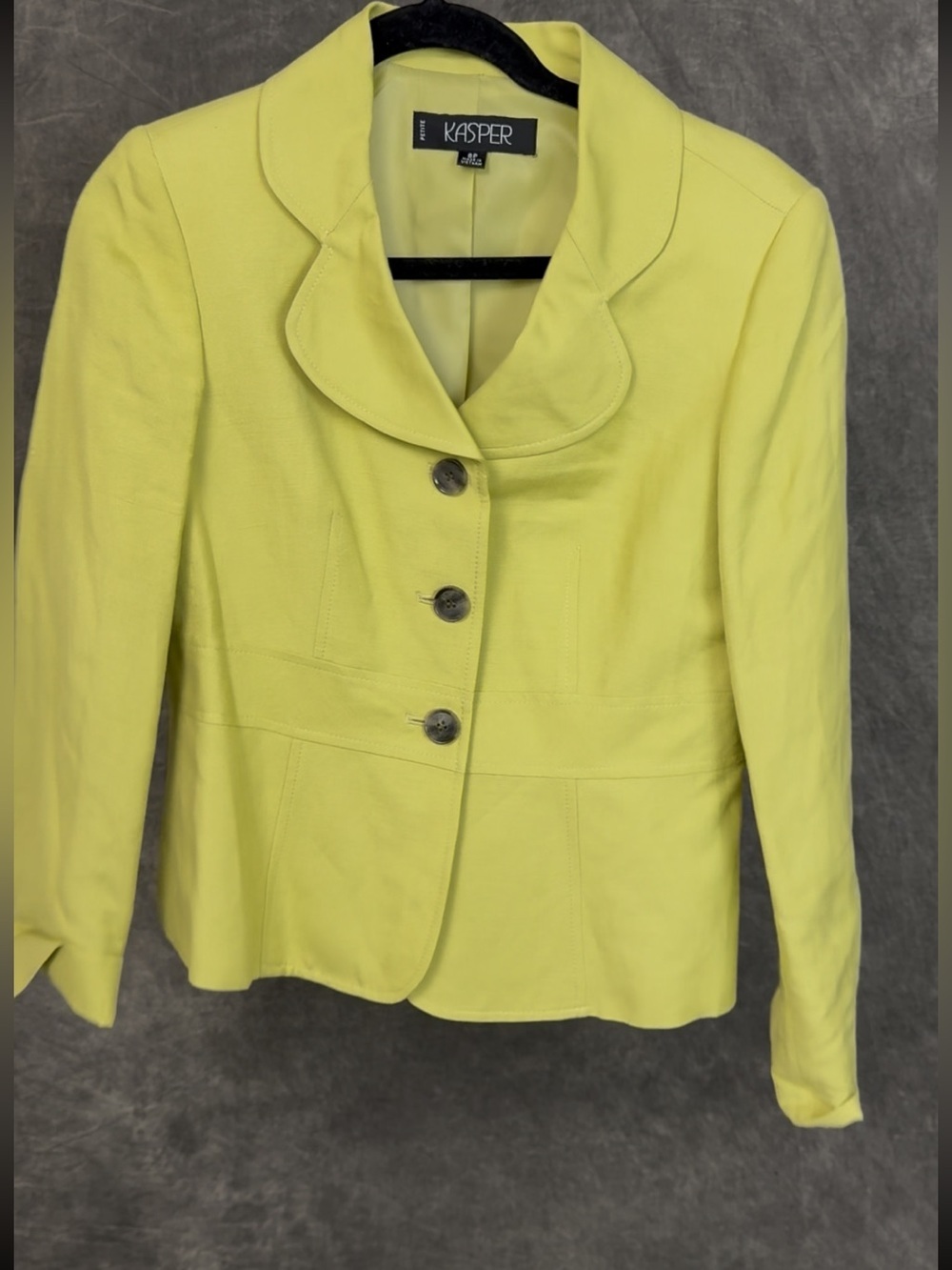Kasper Lime Green Linen Blend Blazer Jacket Petite 8P - Picture 3 of 6